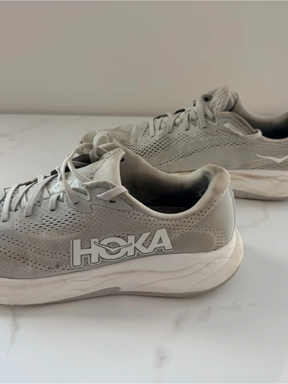 HOKA Rincon 4 Mens Size 12.5 D Gray Low Top Lace Up Running Shoes Sneaker